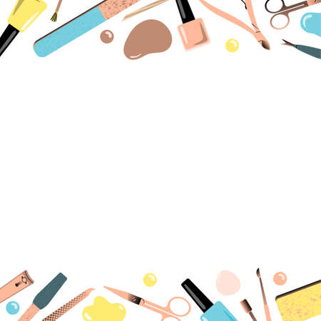 Frame with accessories for manicure. Vector illustration.のイラスト素材