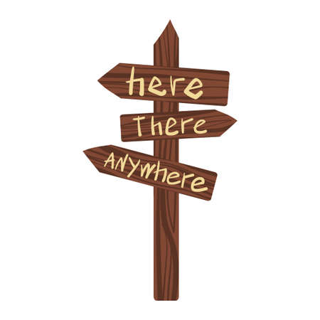 Direction indicator. Path designation. Wooden road sign Vectorのイラスト素材