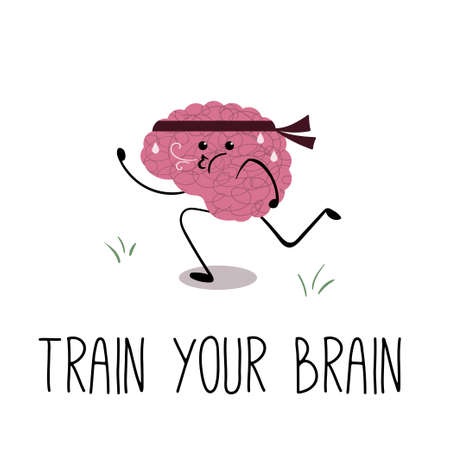The brain is trying to get stronger. Illustration dedicated to World Mental Health Day.のイラスト素材