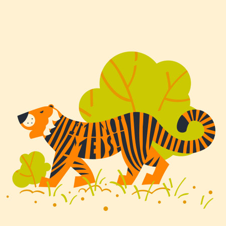 Concept art about a tiger needs in protaction. Vector illustration in minimalistic style.のイラスト素材