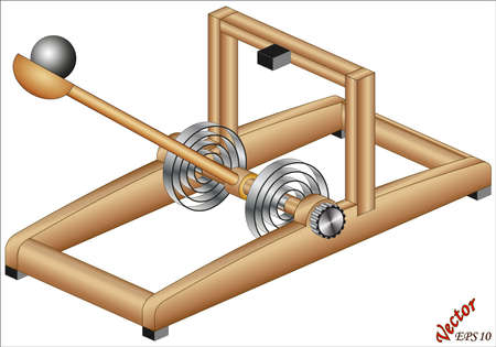 Catapult (Mangonel) A mangonel was a type of catapult or siege engine used in the medieval period.のイラスト素材