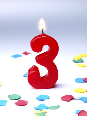 Birthday candle showing  3の写真素材