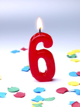 Birthday candle showing 6の写真素材