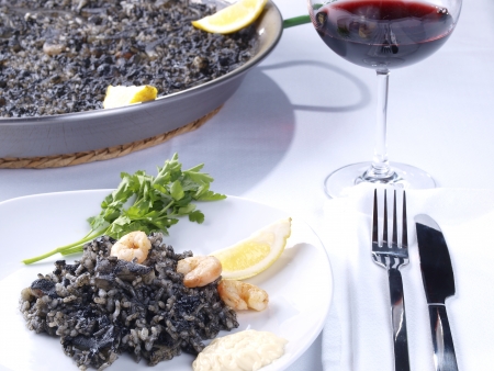 Arroz Negro Black Rice   Traditional Valencian Dish  の写真素材