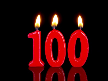 Birthday candles showing Nr. 100の写真素材