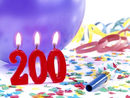 Birthday candles showing Nr  200の写真素材