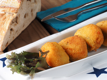Irish Moss Croquettes  Croquettes made with potato and irish moss seaweed. A nutritious vegan starter.の写真素材