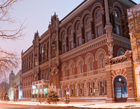 it was built in the beginning of the XX century, its style is inspired by the palazzos of the italian renaissance, kyiv, ukraine  Also the museum of money of the national bank of ukraine is located there のeditorial素材
