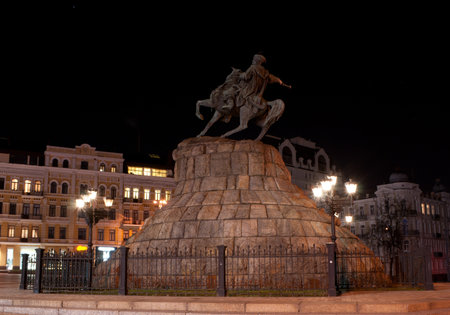 the monument to the famous ukrainian political and public figure, the ruler of ukrainian army  Bohdan Khmelnytskyのeditorial素材
