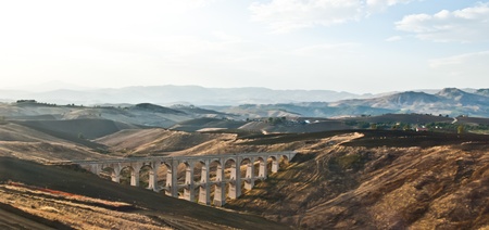 The multiple arches of the aqueduct in Sicily, Italyの写真素材