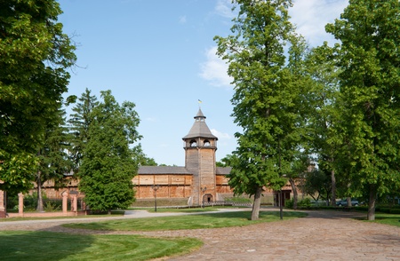 the restorated wooden citadel of Baturyn town, which is the part of monumental complex Hetmans'...