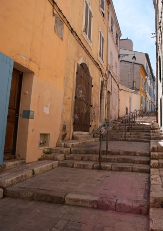 The city of Marseille is situated on the hills so there are many staircases in the old part of it.の写真素材
