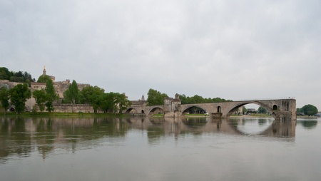 The ruins of Pont Saint-Benezet is the most scenic from another side of the riverの写真素材