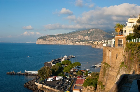 The view on Sorrento port and rocky coastlineの写真素材