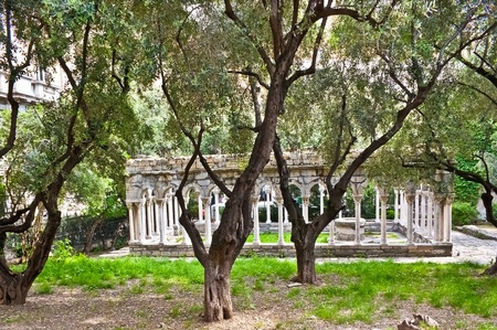 The ruins of Saint Andrew's monastery locate in a small park of Genoa, Italy.の写真素材
