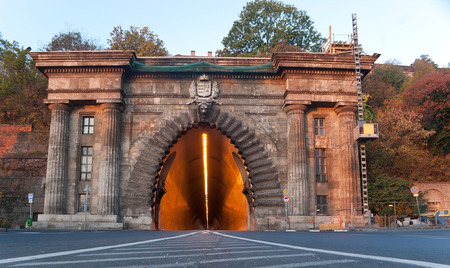 The Adam Clark Tunnel through the Castle Hill in Budapest, Hungary.の写真素材