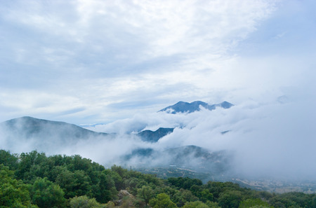 The hard mist in the Parnassus mountains, Greece.の写真素材