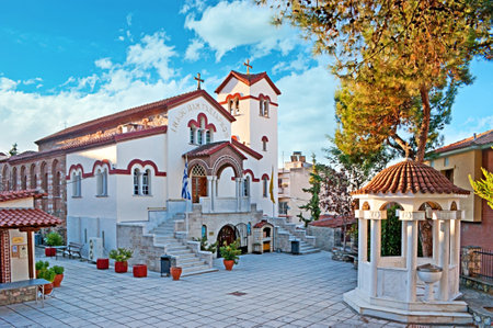 THESSALONIKI, GREECE - OCTOBER 17, 2013: In the Upper Town stands the church of the Archangels, dedicated to Michael and Gabriel, on October 17 in Thessaloniki.のeditorial素材