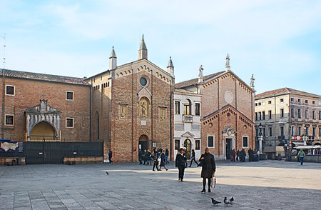 PADUA, ITALY - FEBRUARY 24, 2012: The School of Holly (La Scuola del Santo) and Oratorio di San Giorgio are the landmarks neighboring with Basilica of Saint Anthony of Padua, on Piazza del Santo, on February 24 in Padua.のeditorial素材