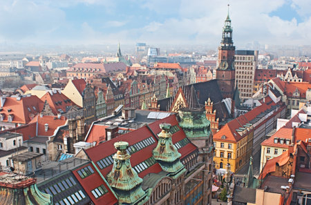 WROCLAW, POLAND - NOVEMBER 24, 2012: The high bell tower of St Mary Magdalene Church is the best...