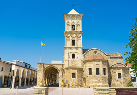The medieval stone Agios Lazaros basilica was built over the tomb of St Lazarus in Larnaka, Cyprus.のeditorial素材