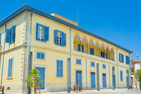The colorful building located on the University square of Limassol, Cyprus.のeditorial素材