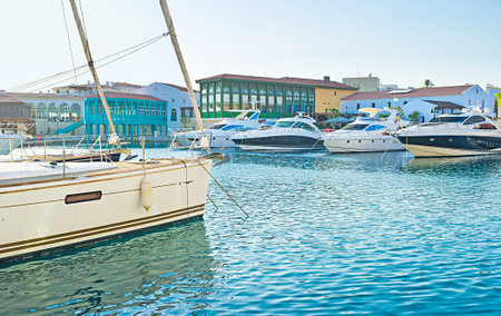 The scenic yachts in the modern port of Limassol, Cyprus.のeditorial素材