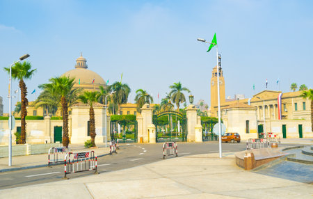 The building of the Faculty of Arts of Cairo University, located at Gamaet El Qahera street in Giza,...