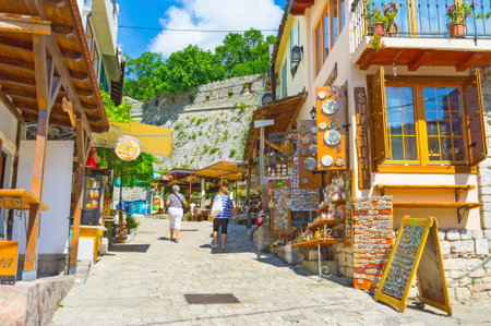 STARI BAR, MONTENEGRO - JULY 14, 2014: The tourist area located next to the old fortress, on July 14 in Stari Bar.のeditorial素材