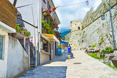 STARI BAR, MONTENEGRO - JULY 14, 2014: The residential neighborhood located next to the fortress walls, on July 14 in Stari Bar.のeditorial素材