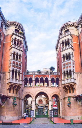 ISTANBUL, TURKEY - JANUARY 13, 2015: The courtyard of the Church of Saint-Antoine (St Antony of Padua), on January 13 in Istanbul.のeditorial素材
