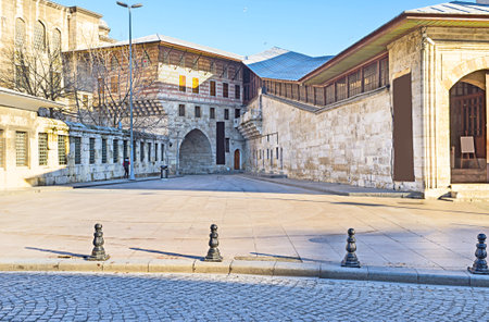 The  Sultan's Summer Palace located next to the New Mosque on Rustem Pasha Square, Istanbul, Turkey.のeditorial素材