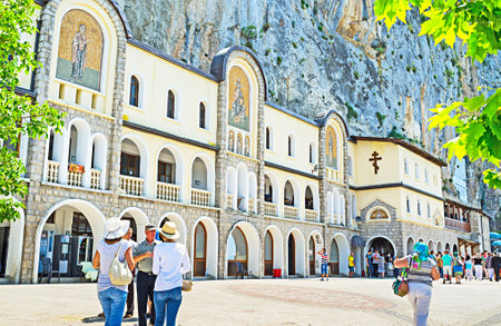 NIKSIC, MONTENEGRO - JULY 17, 2014: The lower church of Ostrog monastery, that is the most visited holy place of pilgrimage in Montenegro, on July 17 in Niksic.のeditorial素材