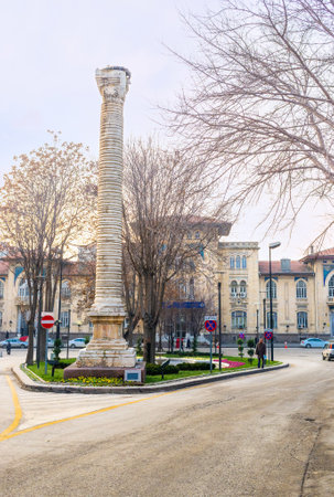 ANKARA, TURKEY - JANUARY 16, 2015: The Column of Julian is the ancient landmark from the Roman period, on January 16 in Ankara.のeditorial素材