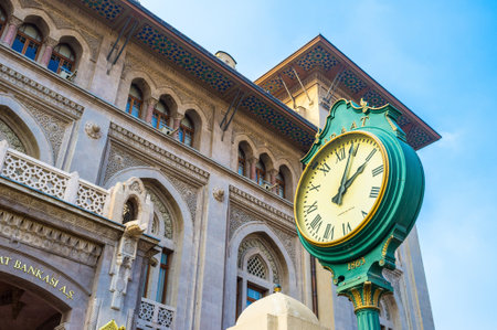 ANKARA, TURKEY - JANUARY 16, 2015: The old clock next to the headquarters of the Ziraat Bankasi, on January 16 in Ankara.のeditorial素材