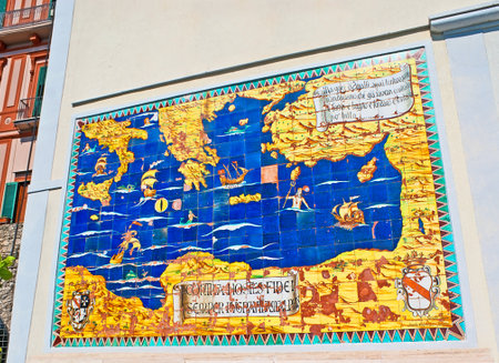 AMALFI, ITALY - OCTOBER 5, 2012: The old styled map of the Mediterranean sea, on October 5 in Amalfi.のeditorial素材