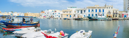 BIZERTE, TUNISIA - SEPTEMBER 4, 2015: The old port of Bizerte with its numerous fishing boats is the popular tourist destination, on September 4 in Bizerte.のeditorial素材