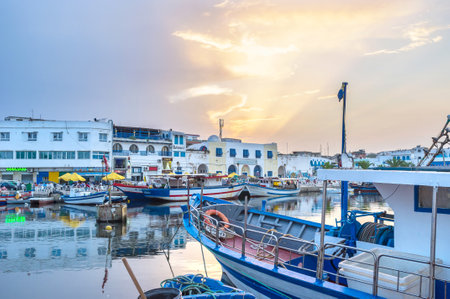 BIZERTE, TUNISIA - SEPTEMBER 4, 2015: The old port of Bizerte is not only working placve for fishermen but also a popular tourist site, on September 4 in Bizerte.のeditorial素材