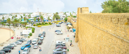 HAMMAMET, TUNISIA - SEPTEMBER 6, 2015: Modern resort locates outside the Medina walls, on September 6 in Hammamet.のeditorial素材