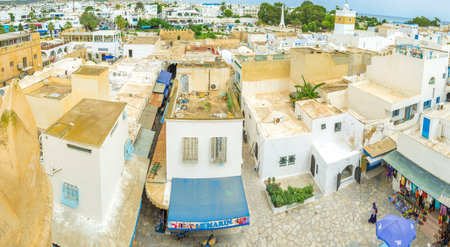 HAMMAMET, TUNISIA - SEPTEMBER 6, 2015: All Medina consists of narrow streets with numerous tourist...
