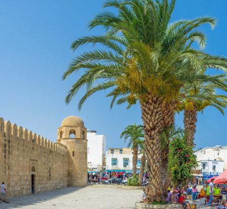 SOUSSE, TUNISIA - AUGUST 28, 2015: The Place des Martyrs is the central square of the city, here...