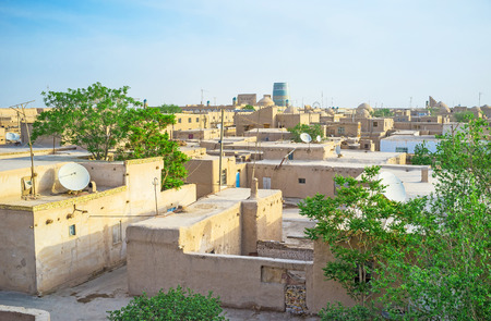 The clay residential houses in south neighborhood of Itchan Kala, Khiva, Uzbekistan.の写真素材