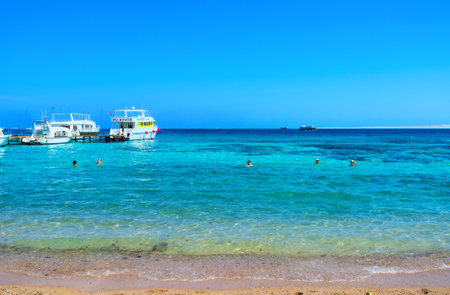 The bright blue sea of Hurghada waits the tourists to swim or to make a trip, on October 13 in...