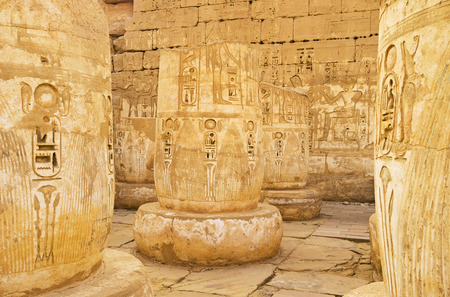 The Habu Temple is one of the largest and best preserved ancient landmarks in Egypt, Luxor.の写真素材