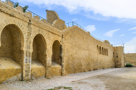 The well preserved town wall is the fine example of medieval arabic architecture, Sousse, Tunisia.の写真素材