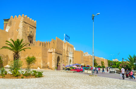 SFAX, TUNISIA - SEPTEMBER 3, 2015: The Bab Divan Gates and high ramparts are the symbols of the old...