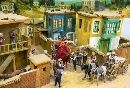 KONYA, TURKEY - JANUARY 20, 2015: The diorama of the traditional Turkish vedding in village, on January 20 in Konya.のeditorial素材