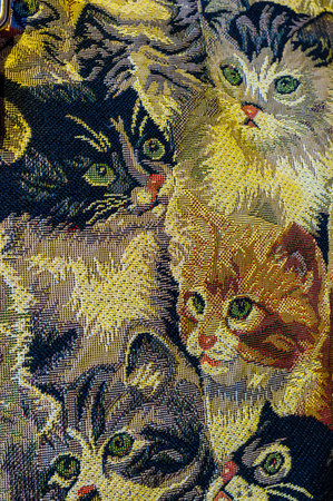 The cotton material decorated with beautiful cat pattern.