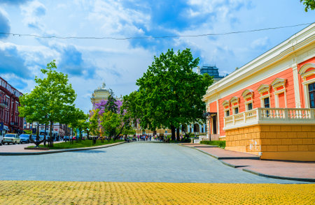 ODESSA, UKRAINE - MAY 17, 2015: The southern city boasts many big and small parks, that help people during hot summer, on May 17 in Odessa.のeditorial素材