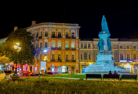 ODESSA, UKRAINE - MAY 17, 2015: The monument to the Catherina the Great is one of the most recognizable landmarks of the city, on May 17 in Odessa.のeditorial素材